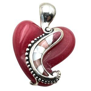Carolyn Pollack Sterling Silver Pink Gemstone Heart Pendant Enhancer